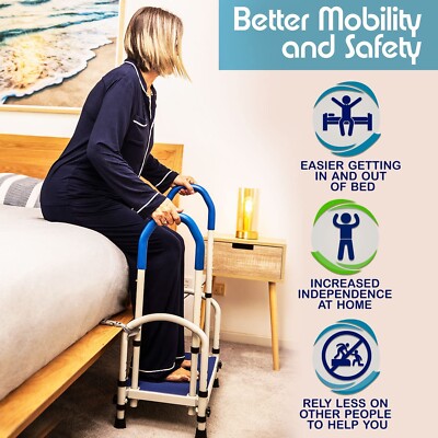 Heavy Duty Adjustable Bed Step Stool with Handles for Adults