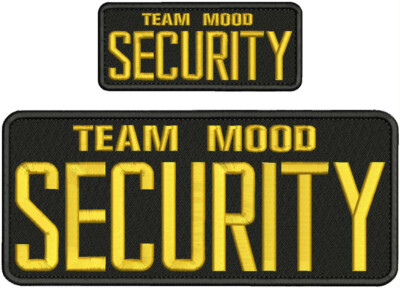Team Mood Security Embroidery Patch 4x10 And 2x5 Velcr@ On Back Gold On Black