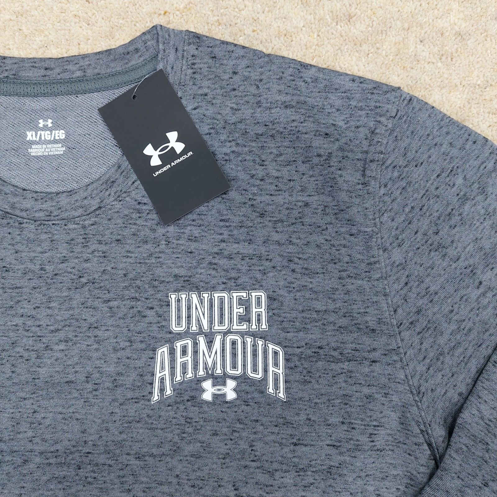 Under Armour Mens Sweatshirt XL Grey French Terry Rival Big Logo Crew Neck thumbnail 12