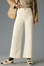 NWT Anthropologie Ivory The Colette Cropped Wide-Leg Corduroy Pants by Maeve