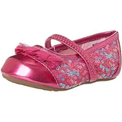 NEW Stride Rite Kid Quinn Magenta Blue Sequin Metallic Ruffle Dress Shoe Flat