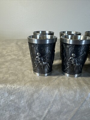 Zinnbecher  Sternzeichen Krebs Becher aus Zinn Shot Glasses Lot Of (6)