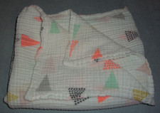 Cloud Island MUSLIN SWADDLE BLANKET  White Color Triangles 40"x44" 100 Cotton