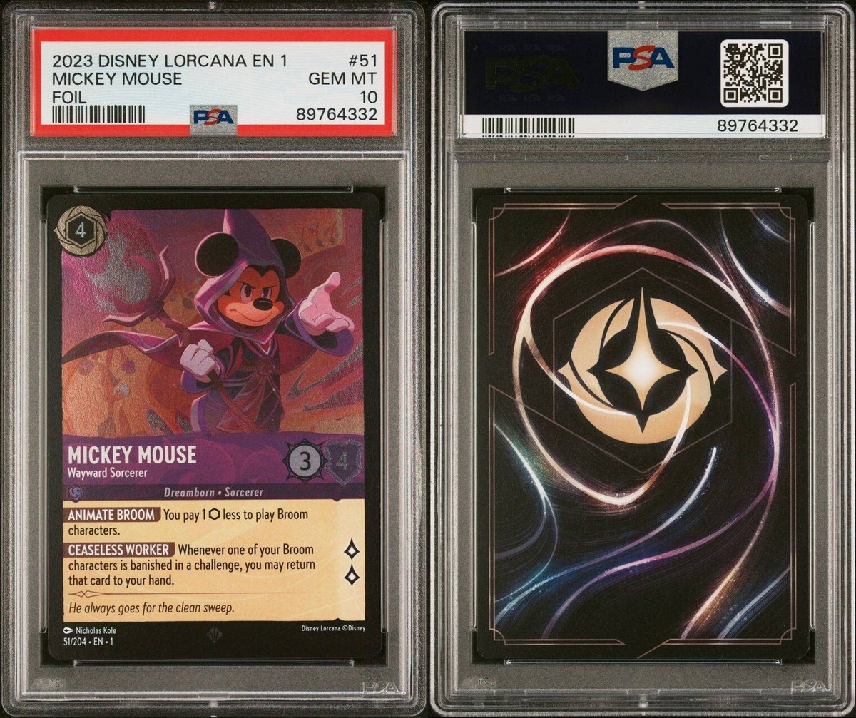 Disney Lorcana Mickey Mouse Wayward Sorcerer Foil 51/204 PSA