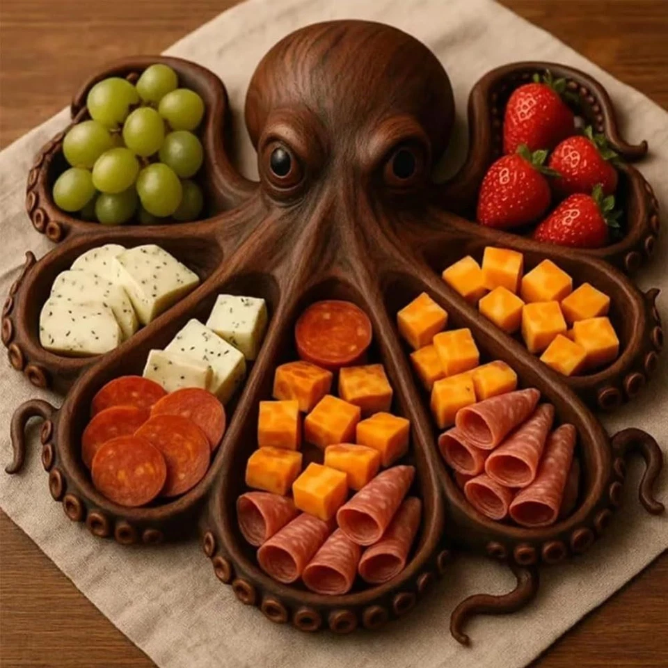 Meats Serving Fruit Wooden Tray Food Tray  for Seafood Lovers Gift - Image 4 of 4