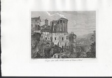 TEMPIO DELLA SIBILLA A TIVOLI , di COTTAFAVI , grande incisione, 1843