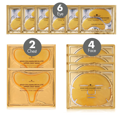 Revitale Gold Masken Kollagen Beauty Set - Auge, Gesicht, Brust (12 Stück)