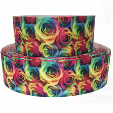 GROSGRAIN RIBBON 5/8", 7/8", 1.5", 3" Flowers Roses Rainbow Mother's Day Printed
