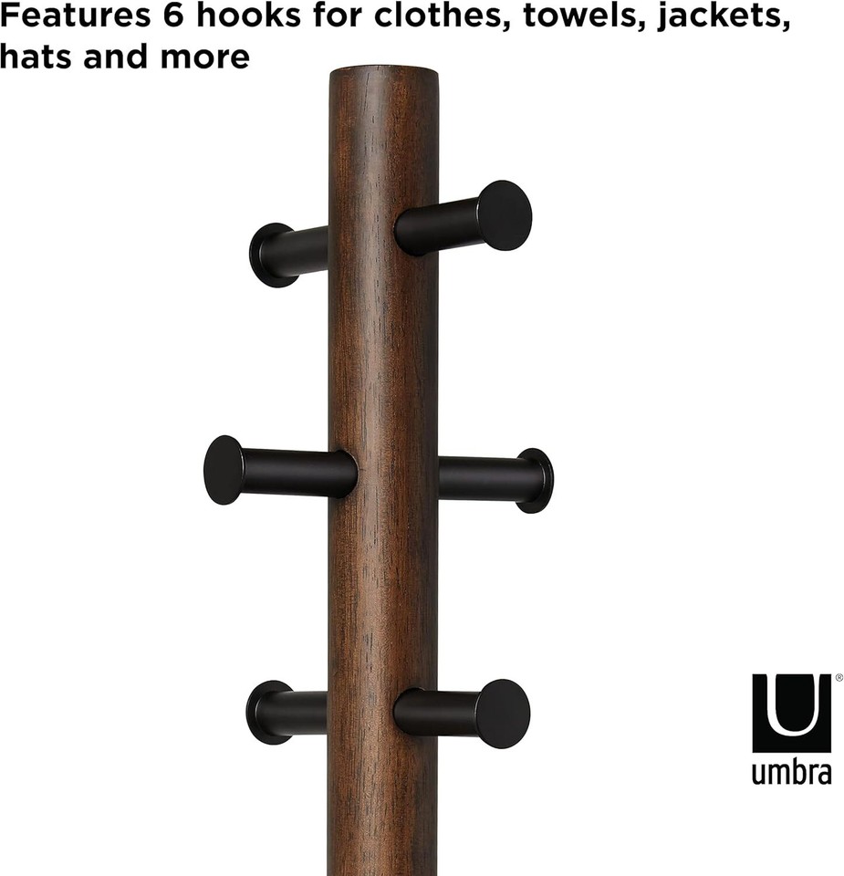 Umbra Pillar Coat Rack and Stool, Coat Rack with Stool, Black Walnut eBay