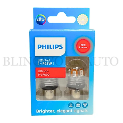 PHILIPS P21W BA15s 1156 Ultinon Pro7000 LED RED Brake Light Bulbs - Image 1 of 4
