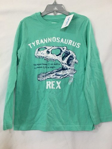 New Carter's Dinosaur T Rex Boys Long Sleeve Shirt Top Turquoise u pick - Picture 4 of 4