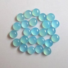  WHOLESALE NATURAL AQUA CHALCEDONY CABOCHON ROUND SHAPE LOOSE GEMSTONE