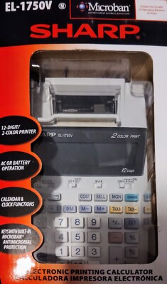 Sharp EL-1750V Electronic Printing Calculator 12 Digit/ 2 Color Printer New 