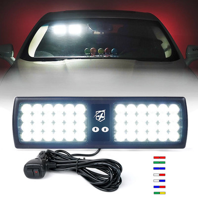Xprite 48 LED Visor Strobe Lights Windshield Dashboard Emergency Warning Lamp