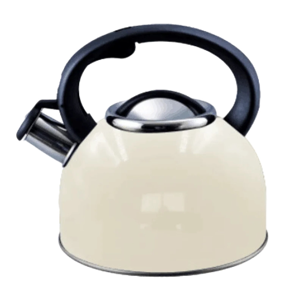 Liberty Leisure Whistling Kettle 2.5L Cream Stainless Steel Camping Motorhome - Image 3
