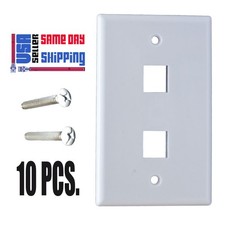 10 Pack Lot - Keystone 2 Hole Port Jack Wall Face Plate Network CAT5e CAT6 White