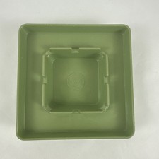 Vintage Square Ashtray Avocado Green 5"x5" Retro MCM Made in USA