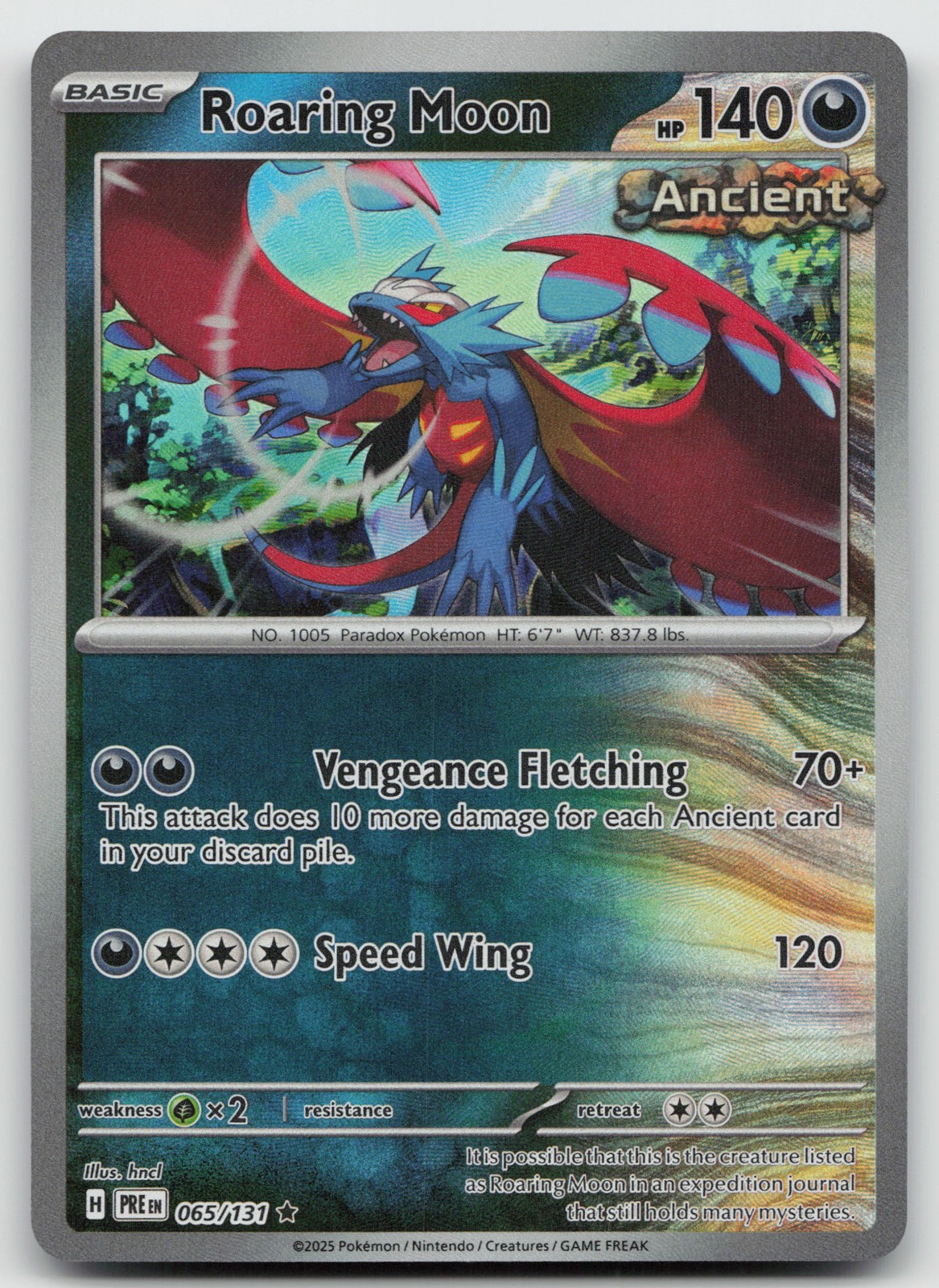 Roaring Moon (Master Ball Pattern) Rare Holo SV: Prismatic Evolutions 065/131 NM