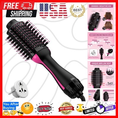 Dual Voltage Hair Dryer Brush with Negative Ion Anti-frizz Styler
