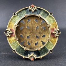 Vtg Jay Strongwater Swarovski Crystal Jewel Brass Round Picture Frame