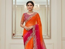 WEDDING DESIGNER BOLLYWOOD SAREE BLOUSE SARI ETHNIC PARTY WEAR INDIAN PAKISTANI