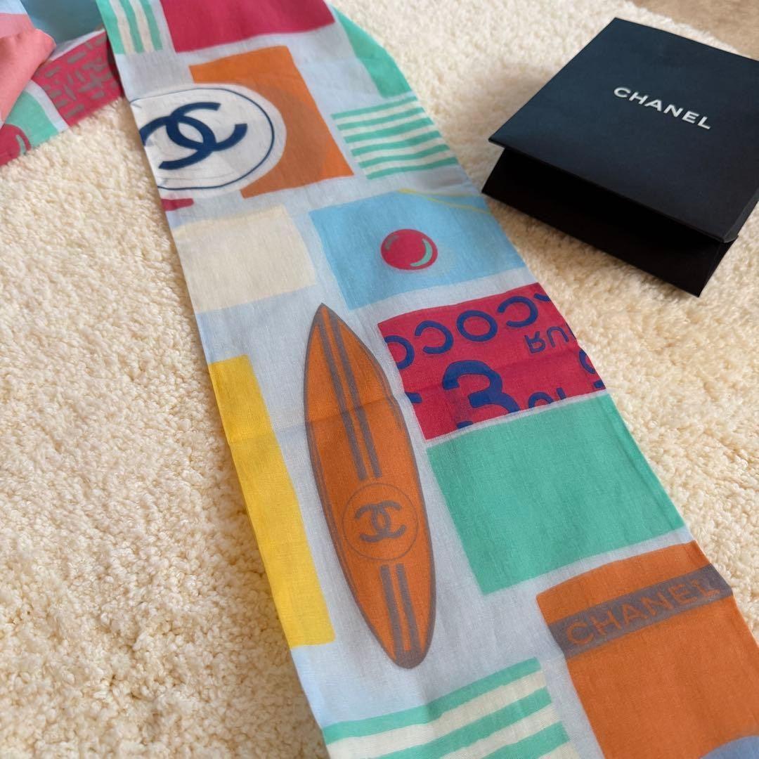 Auth Chanel Scarf Large Rectangular CC Logo - W18… - image 5