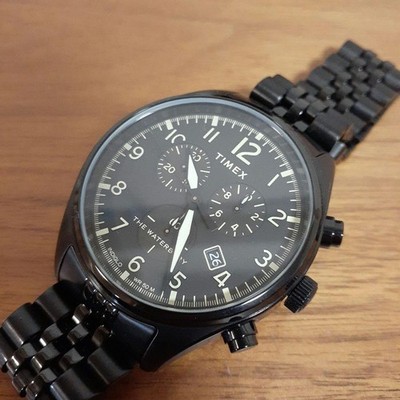 TIMEX TW2R88600 Waterbury Uhr schwarzes Zifferblatt Edelstahlgehäuse Armband