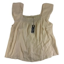 NWT Nine West Womens 1X Sleeveless Crochet Neck Shirt Dress Beige MSRP $69.00