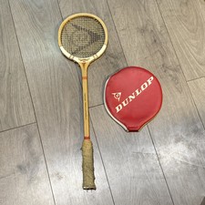 VINTAGE VTG WOODEN DUNLOP FORT MAXPLY INTERNATIONAL MODEL SQUASH RACKET & COVER