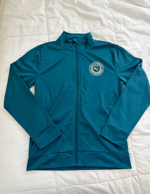 PUMA Full Zip Track Jacket Teal Polyester Size L Athleisure Sports