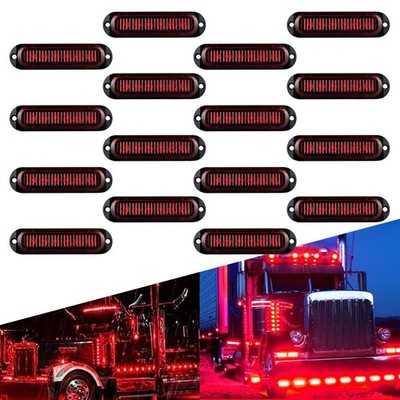 16 Red LED Marker Side Clearance Light Waterproof Fit Lorry Truck RV SUV Trailer