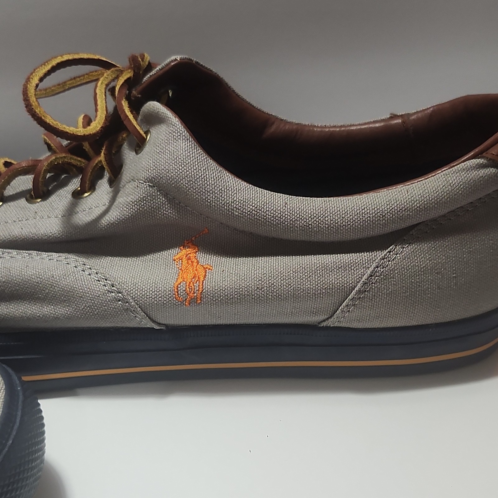 Polo Ralph Lauren Vaughn Men's Canvas Lace Up Sneakers Textile Upper Gray 17D thumbnail 11