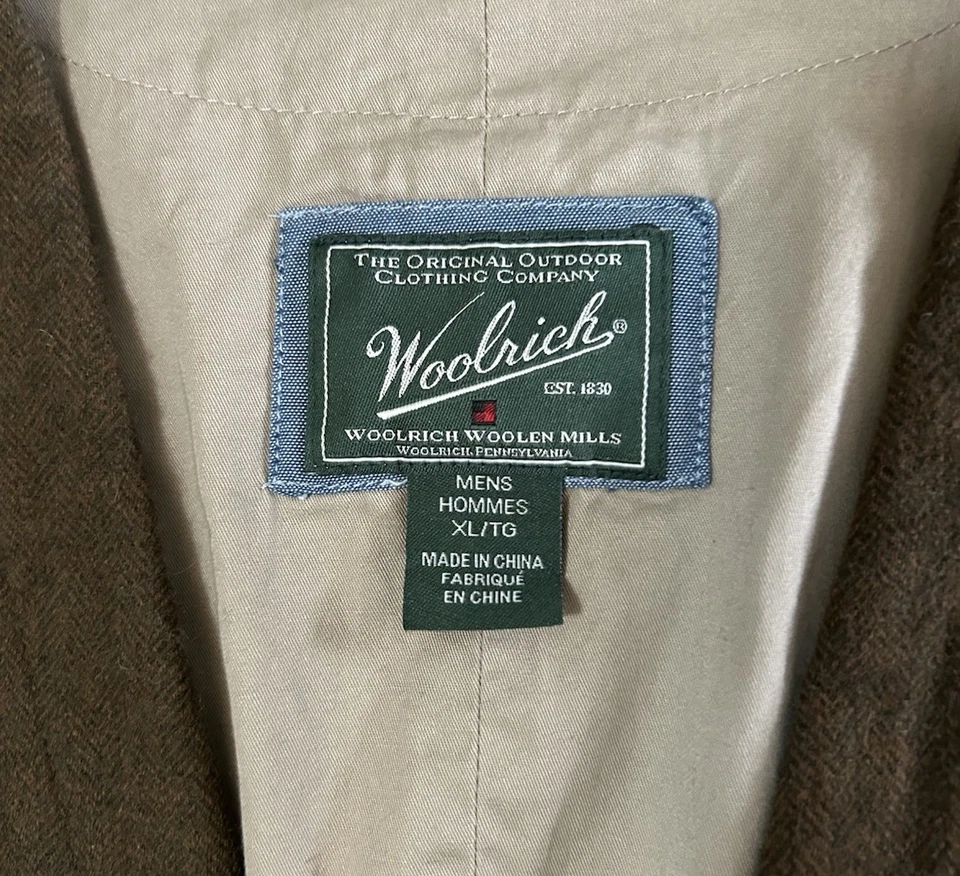 Woolrich Men’s Ruxton Brown Herringbone Wool Vest Front Pockets Size XL - Image 3 of 4