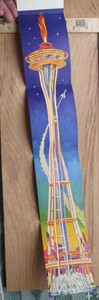 Space Needle Seattle World's Fair Souvenir 4 Panel Fold Out 21 inch Postcard