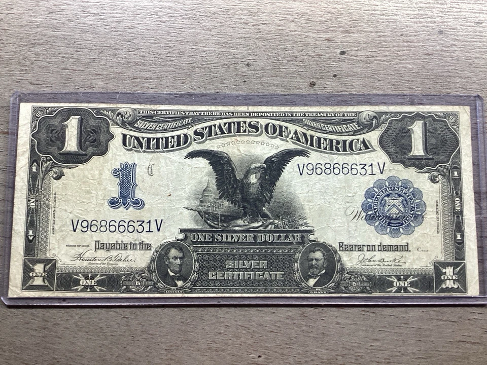 1899  Black Eagle "Horse Blanket" Silver Certificate in AU Condition 04092599tck - Image 3 of 4