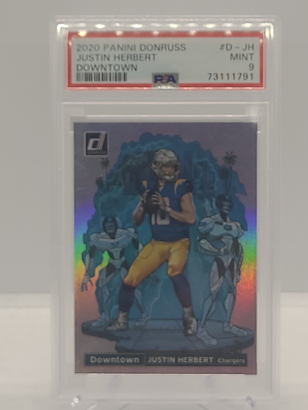 2020 Donruss Justin Herbert Downtown Rookie PSA 9 Mint Chargers D-JH