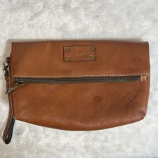 Patricia Nash Valerie Leather Brown Fold Over Wristlet Clutch Handbag  FLAWS 
