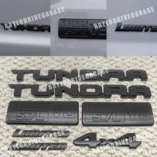 Set of 7 Overlay Matte Blackout Emblem Letter Kit For 2014-21 TUNDRA Limited 4X4