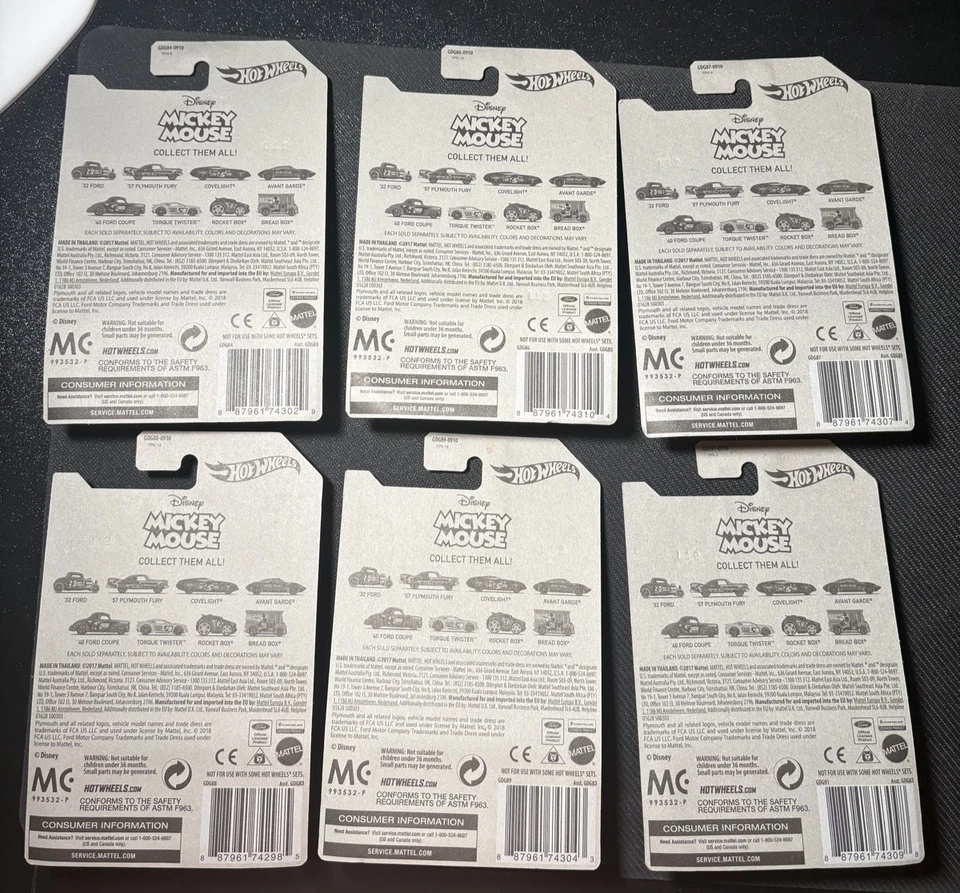 Hot Wheels Disney Mickey Mouse 2017 6 Of Set Of 8  - Image 2 of 2