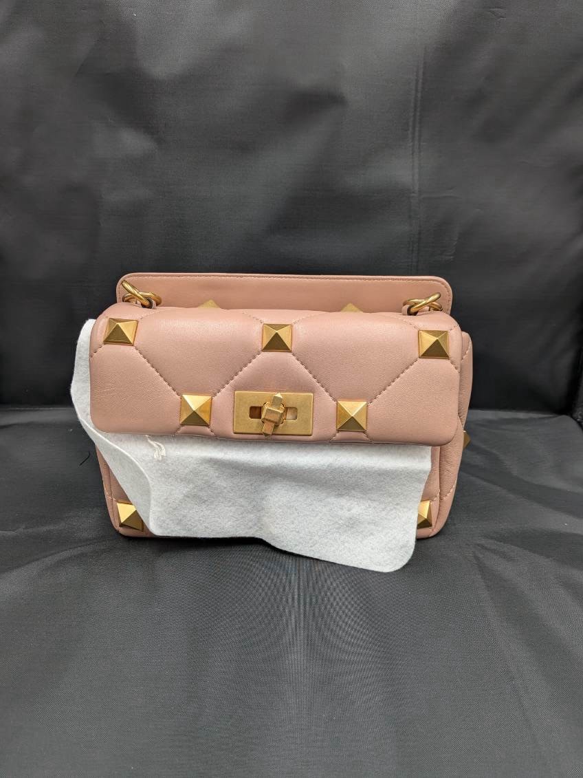 Valentino Roman Stud Shoulder Bag Medium Pink Leather | eBay