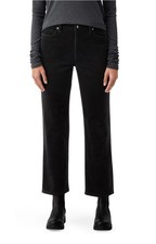 Eileen Fisher NEW Black Organic Cotton Stretch Corduroy Straight Pants Small