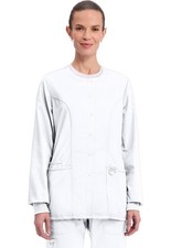 Cherokee Workwear Scrubs Snap Front Warm Up Jacket WW310 WHT White Free Shipping