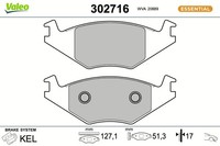 Bremsbelagsatz Scheibenbremse Essential Valeo 302716 FüR VW Polo 86C 80 2 Passat