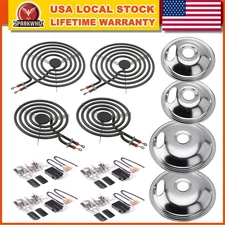 (4) 330031 Receptacle Burner Kit MP22YA Range Burner Element Set w/(4) Drip Pans