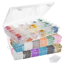 3 Pack Bead Storage Organizer Box with 36 Grids and Removable Dividers