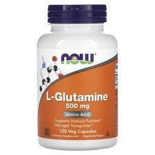 Now Foods L-Glutamine 500 mg 120 Veg Capsules GMP Quality Assured, Vegan,
