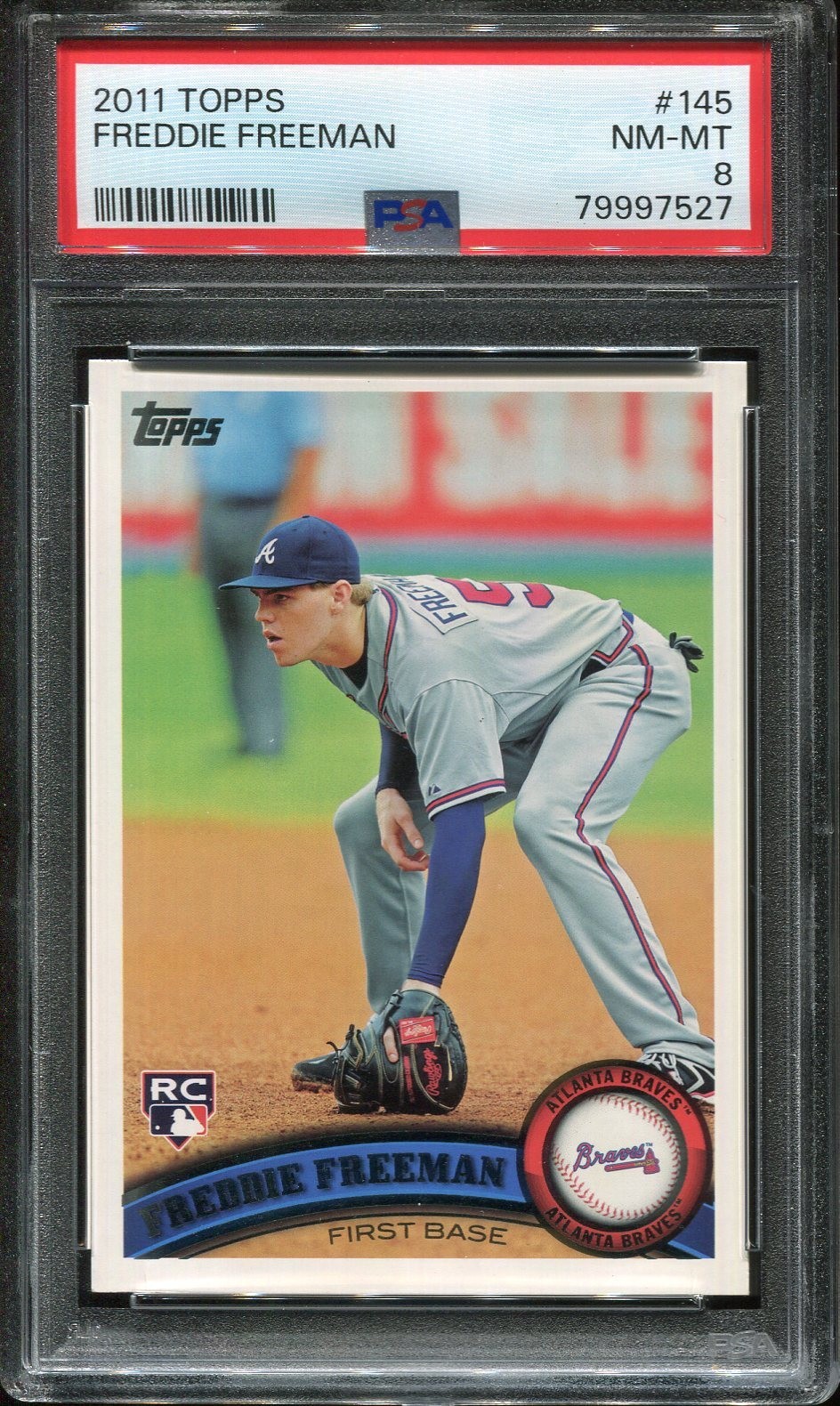 2011 Topps Freddie Freeman #145 PSA 8 Rookie Card RC view 1