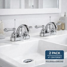 2 PACK Polished Chrome 4 inch Centerset Bathroom Faucet Set With Drain Assembly