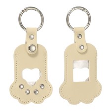 Pet Hair Keychain Cat Paw Shaped Keyring Beige 2Pcs