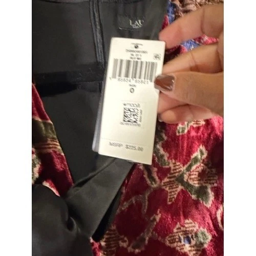 Vestido LAUREN Ralph Lauren Terciopelo Floral Sin Mangas Mujer 0 Estampado Corbata Cuello Foto 4 de 4